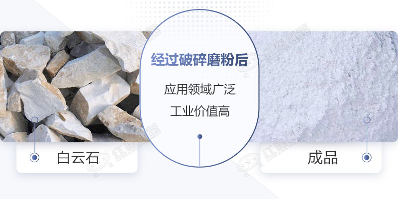 白云石經過破碎磨粉后應用價值高